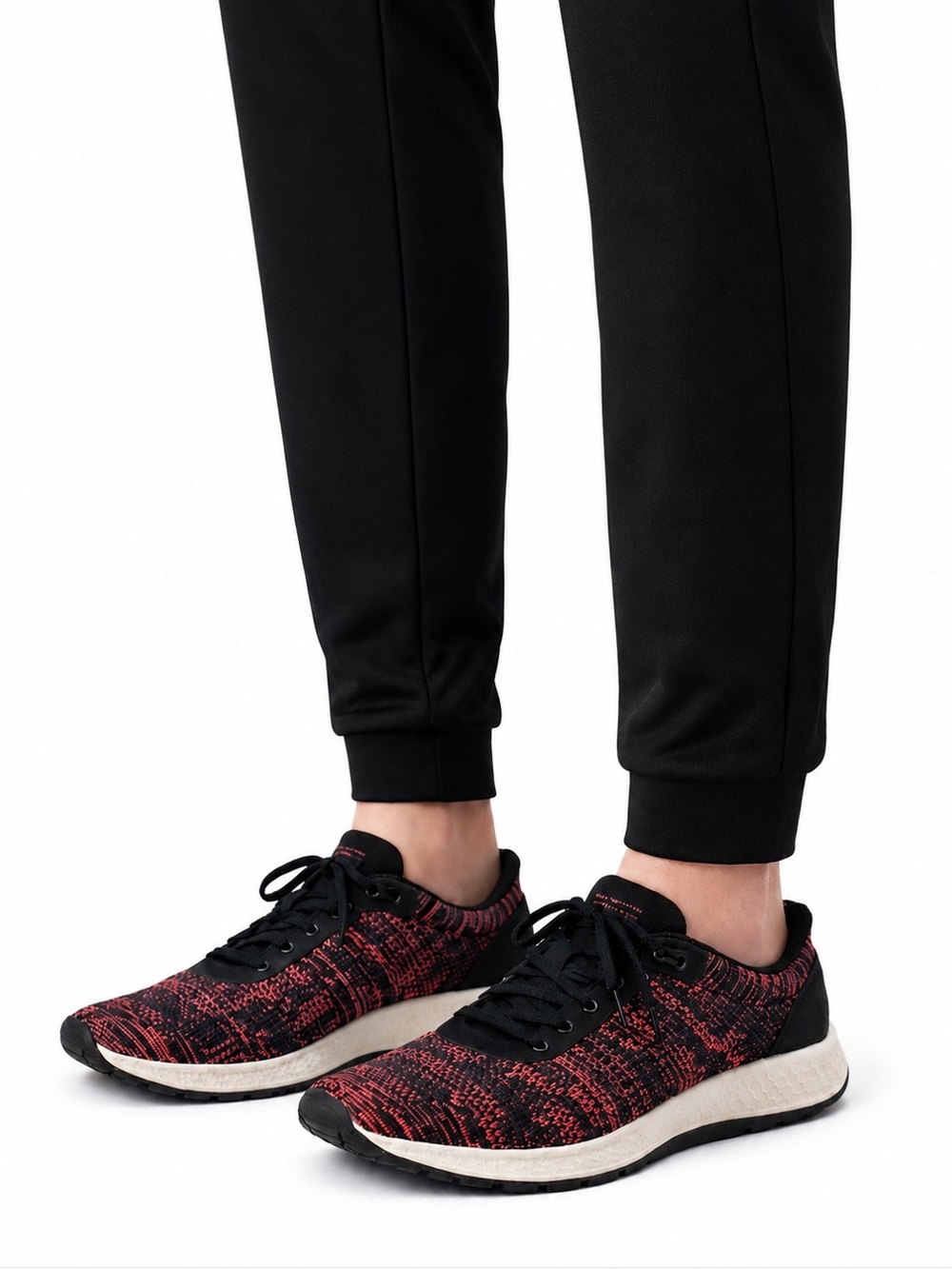 Size 10 (EU 41) Rieker‎ Women’s Knit Sneakers Black Pink Walking Shoes Lace Up